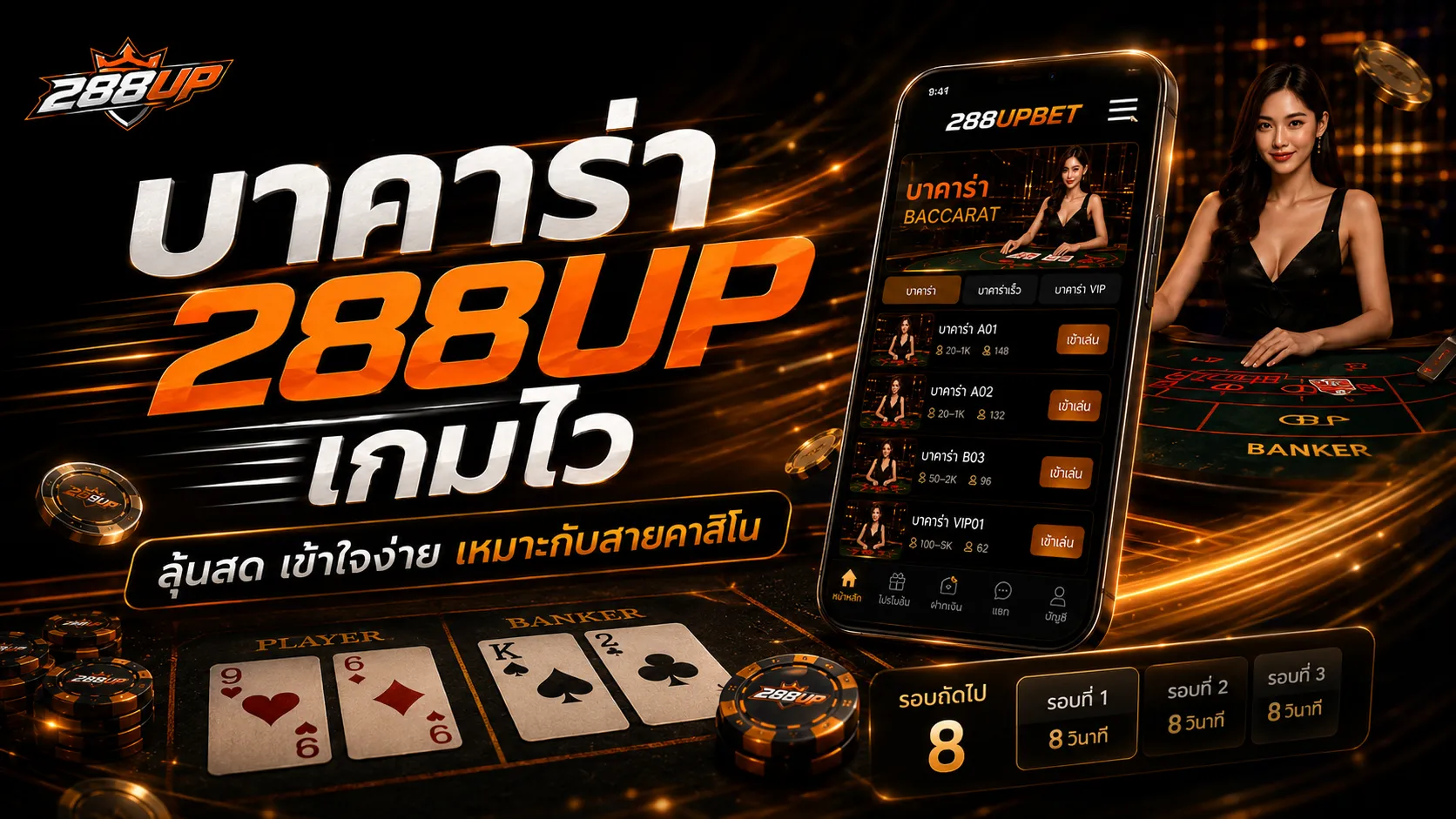 บาคาร่า 288UP เริ่มจากคาสิโนสด เข้าใจ Banker Player Tie และตรวจโปรโมชั่นก่อนเล่น
