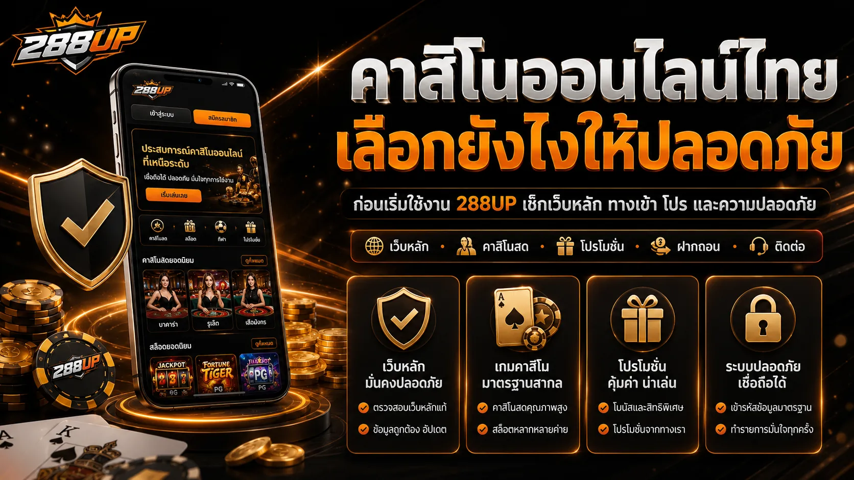 คาสิโนออนไลน์ไทยเลือกยังไงให้ปลอดภัย ก่อนเริ่มใช้งาน 288UP